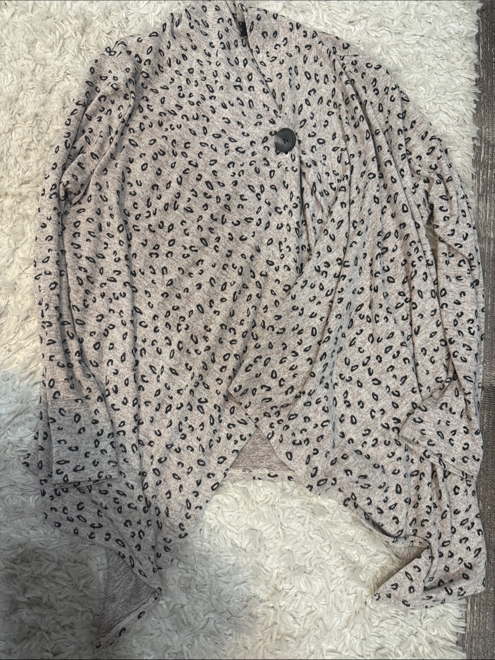 bobeau Taupe Leopard Print Open Cardigan